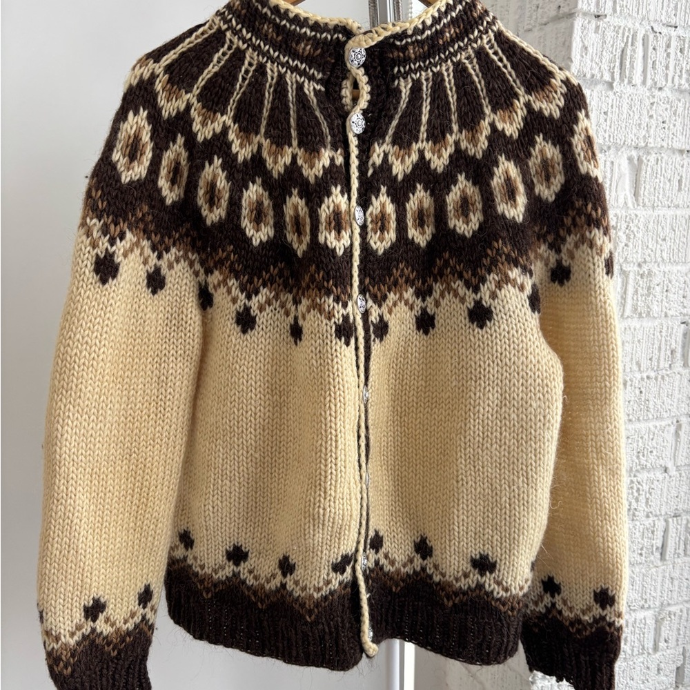 Vintage Hand Knit Nordic Wool Cardigan – As Is